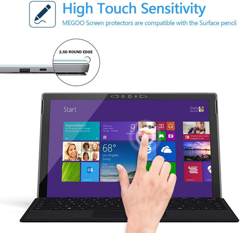 Megoo [2 pack Screen Protector for Surface Pro 7 Plus/Surface Pro 7, Ultra Clear/High Response/Tempered Glass, Compatible for Microsoft Surface Pr...